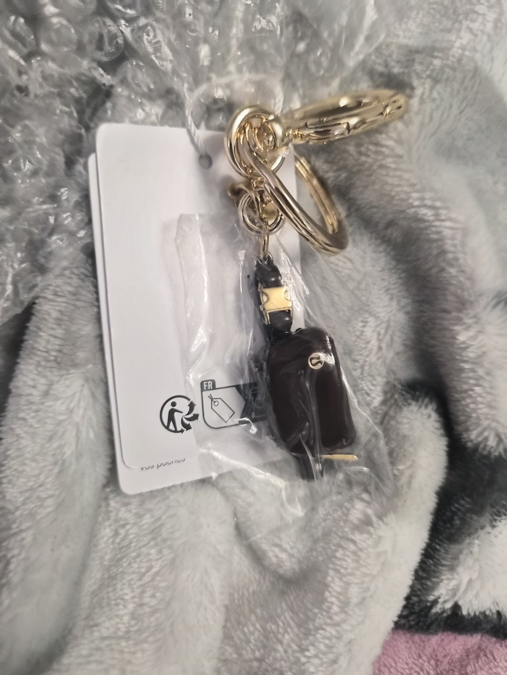 lululemon athletica Gold Keyring with Dark Brown Keychain